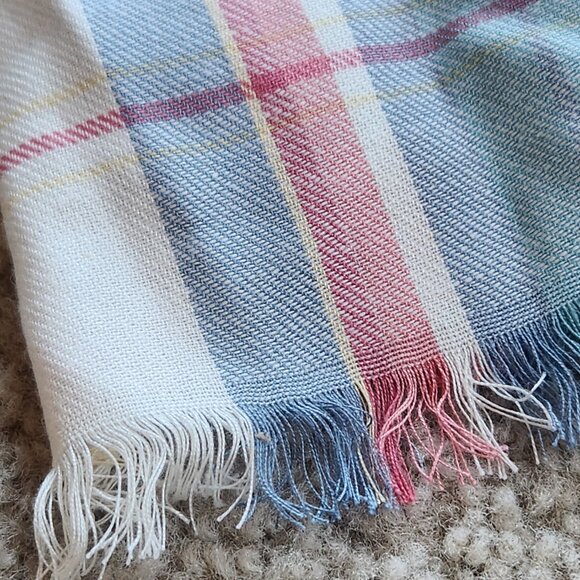 NWT Talbots pastel plaid scarf cotton/rayon - Picture 4 of 7